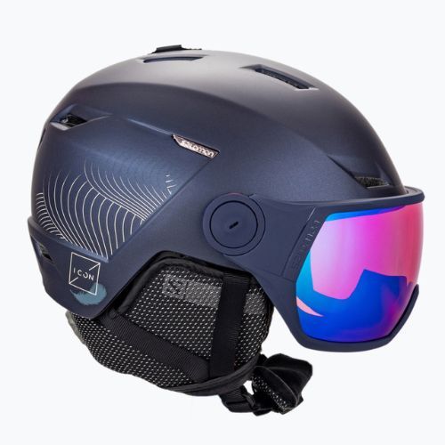 Women's ski helmet Salomon Icon Lt Visor navy blue L41199800