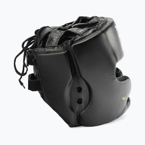 Men's Everlast Leather Boxing Helmet with Cheek and Chin Protection Black 350 BLK - S/M