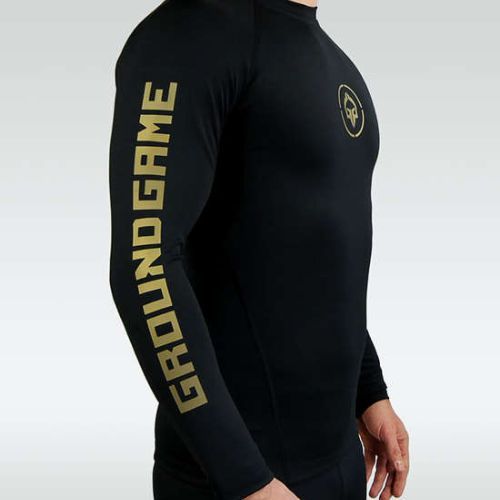Men's Ground Game Athletic Gold Rashguard black RASHATHGOLDLS