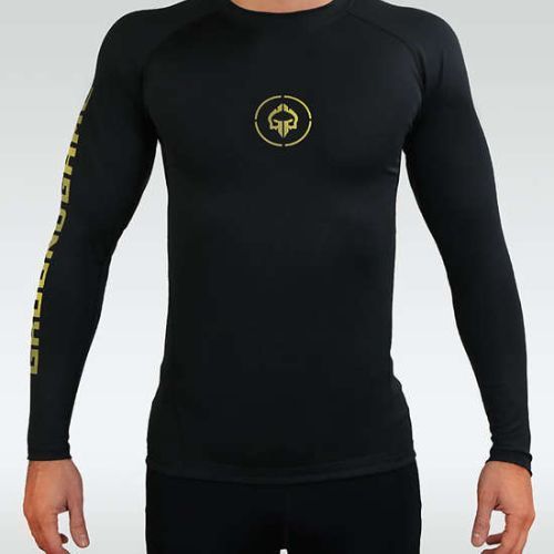 Men's Ground Game Athletic Gold Rashguard black RASHATHGOLDLS