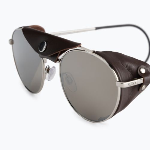 Women's sunglasses ROXY Blizzard 2021 shiny silver/brown leather