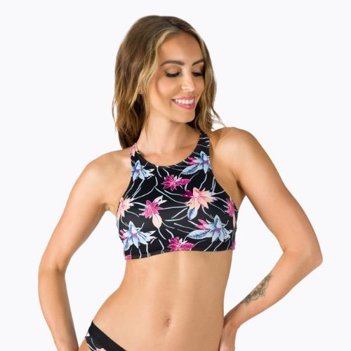Swimsuit top ROXY Active Crop Top 2021 anthracite/floral flow