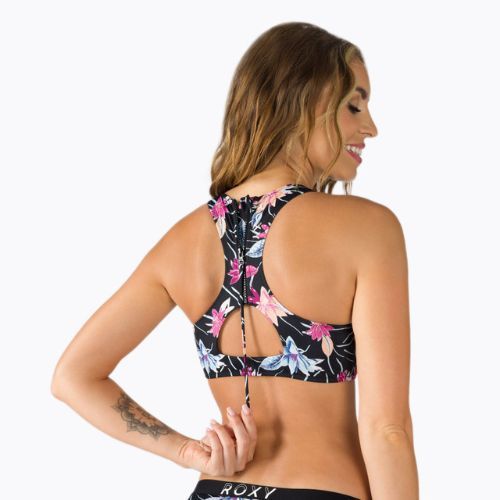 Swimsuit top ROXY Active Crop Top 2021 anthracite/floral flow