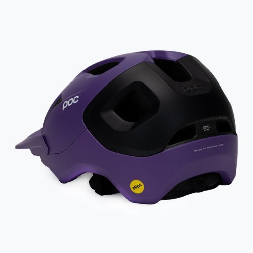 Bicycle helmet POC Axion Race MIPS sapphire purple/uranium black metallic/matt