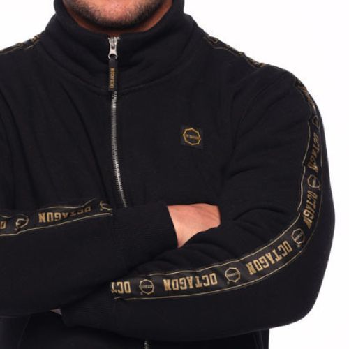 Men's Octagon Zip Stripe sweatshirt black