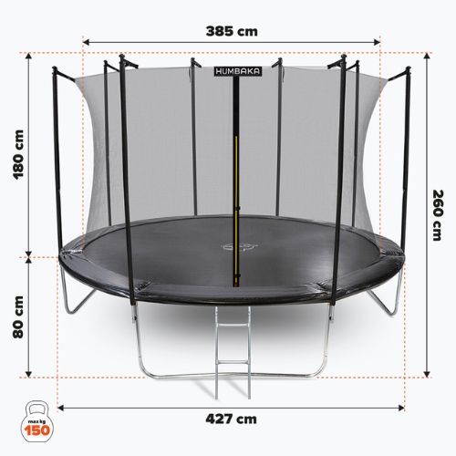 HUMBAKA Eco 427 cm garden trampoline black ECO-14' Tramps