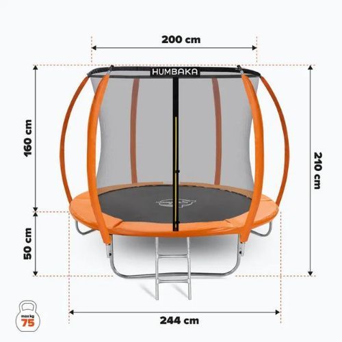 HUMBAKA Super 244 cm orange garden trampoline Super-8' Tramps