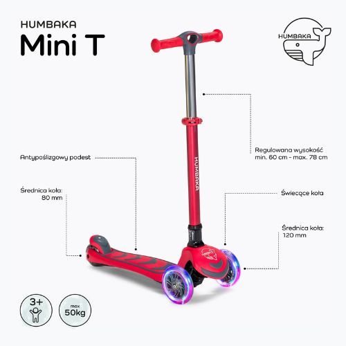 HUMBAKA Mini T children's three-wheeled scooter red HBK-S6T