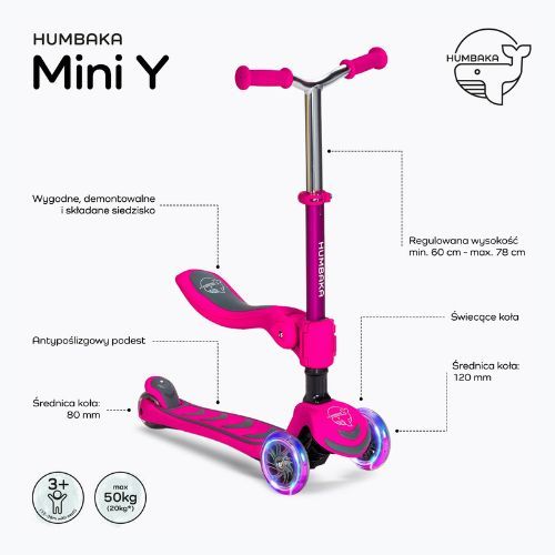 HUMBAKA Mini Y children's three-wheeled scooter pink HBK-S6Y