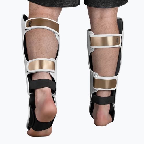 Hayabusa T3 Striking Shin Guards white and gold T3SSG tibia protectors