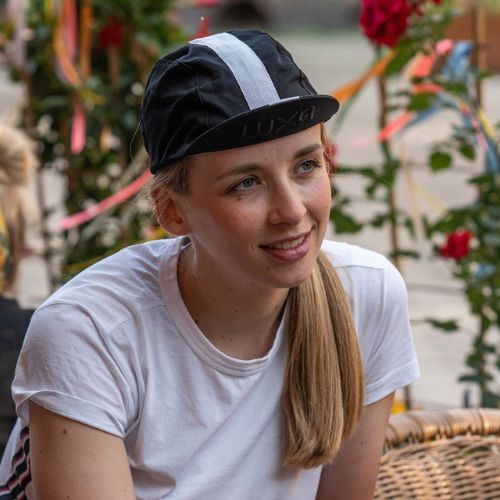 Luxa Classic Stripe black and white under-helmet cycling cap LULOCKCSB
