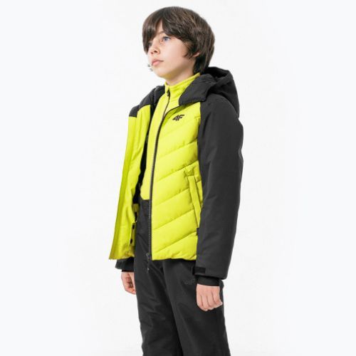 Children's ski jacket 4F black-green HJZ22-JKUMN003