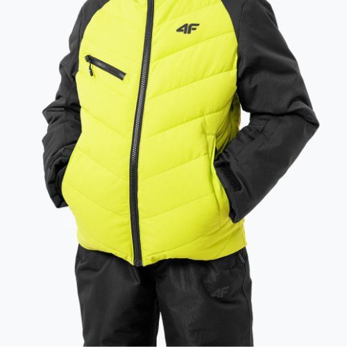 Children's ski jacket 4F black-green HJZ22-JKUMN003