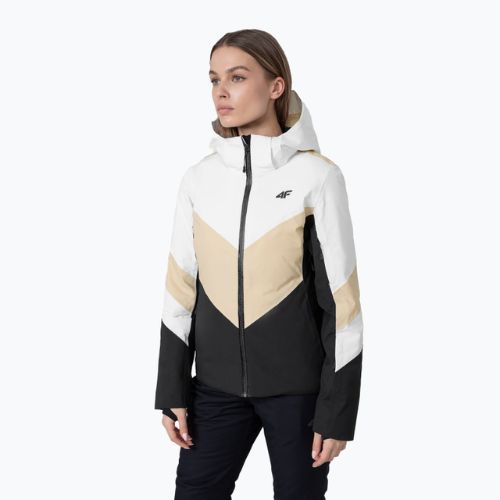 Women's ski jacket 4F beige H4Z22-KUDN008