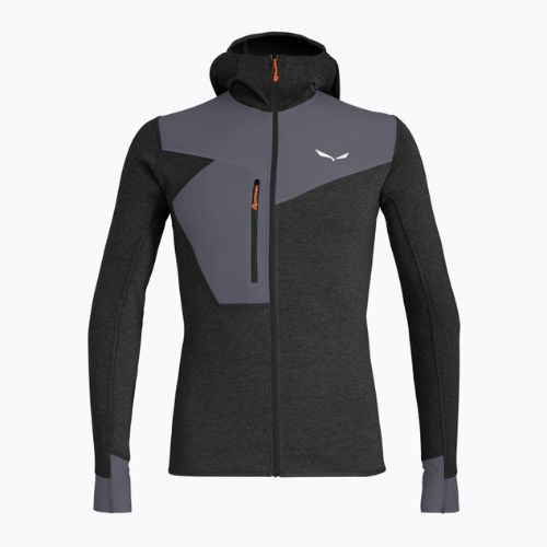 Salewa men's trekking sweatshirt Puez 2 Dry Hood FZ grey-black 00-0000027221