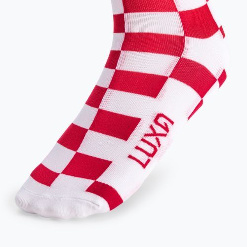 Luxa Squares white and red cycling socks LUAMSSQRS