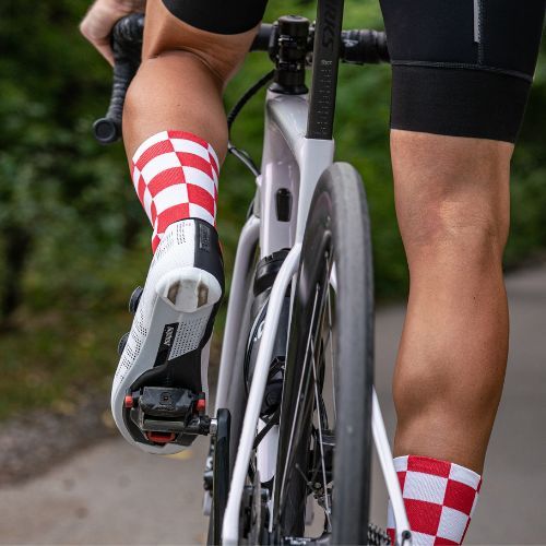 Luxa Squares white and red cycling socks LUAMSSQRS