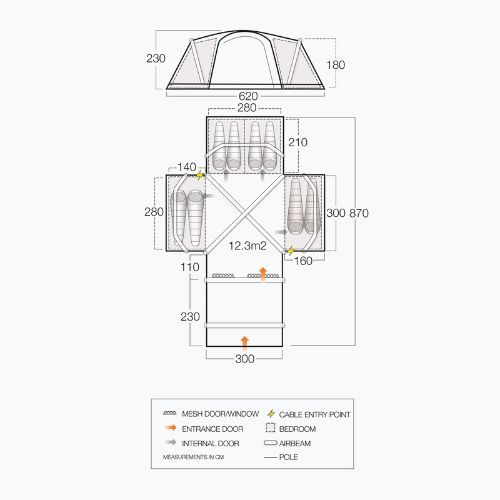 Vango Diablo II Air 850XL blue TEQDIABAIS0DTIR 8-person camping tent