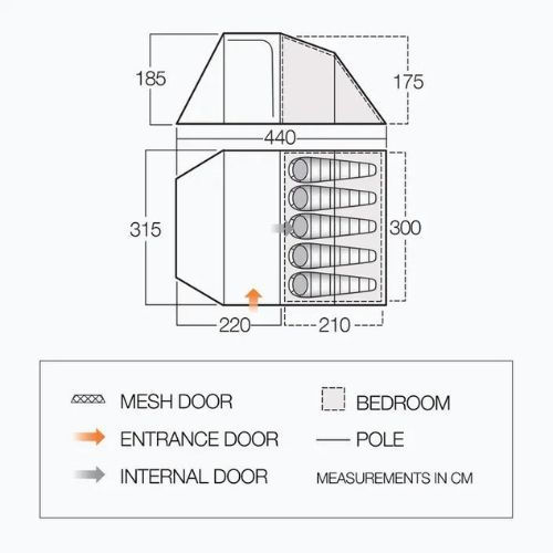 Vango Skye 500 5-person camping tent TERSKYE green T15177