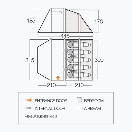 Vango Skye II Air 500 5-person camping tent green TEQSKYEAIH09177