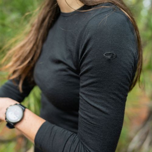 Women's thermal base layer top icebreaker 200 Oasis Crewe black