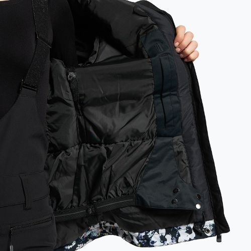 Women's snowboard jacket ROXY Jetty Block 2021 true black black flowers