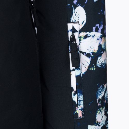 Children's snowboard jacket ROXY Silverwinter 2021 true black black flowers