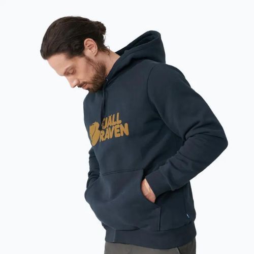 Men's trekking sweatshirt Fjällräven Logo Hoodie navy blue F84144