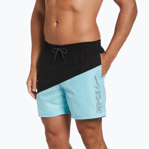 Men's Nike Block Swoosh 5" Volley swim shorts blue NESSC492-437