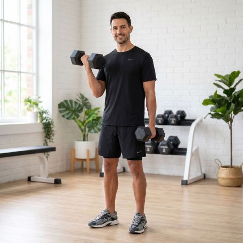 XTREXO Hex HXD100 rubberised dumbbell 10 kg