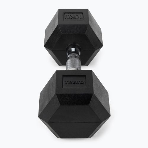 TREXO Hex HXD100 rubberised dumbbell 10 kg