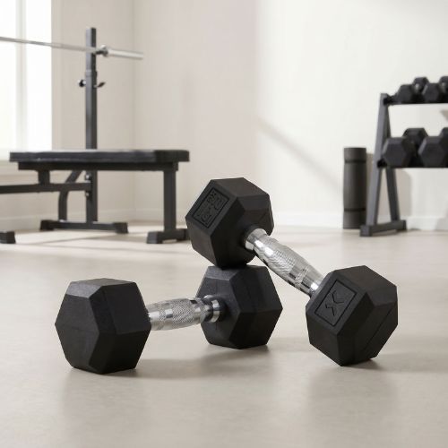 XTREXO Hex HXD25 rubberised dumbbell 2.5 kg