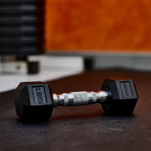 XTREXO Hex HXD25 rubberised dumbbell 2.5 kg