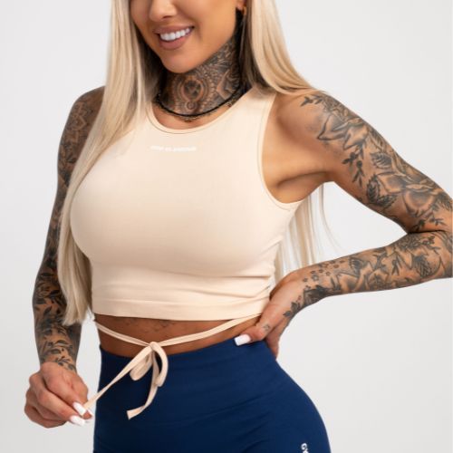 Women's workout top Gym Glamour Tied Beige 443