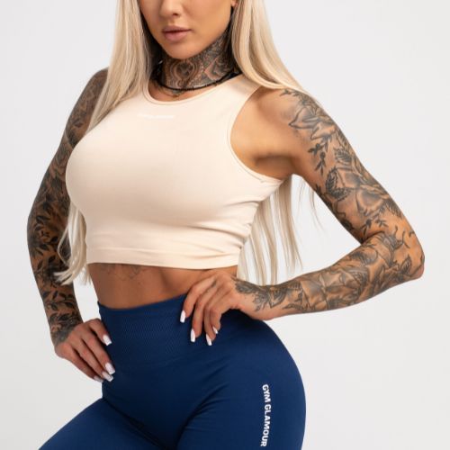Women's workout top Gym Glamour Tied Beige 443
