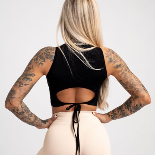 Women's Gym Glamour Tiered Training Top Black 440