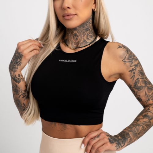 Women's Gym Glamour Tiered Training Top Black 440