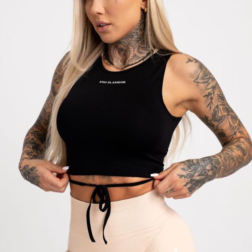 Women's Gym Glamour Tiered Training Top Black 440