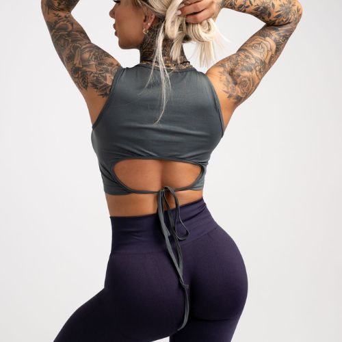 Women's workout top Gym Glamour Tied Silver Grey 444