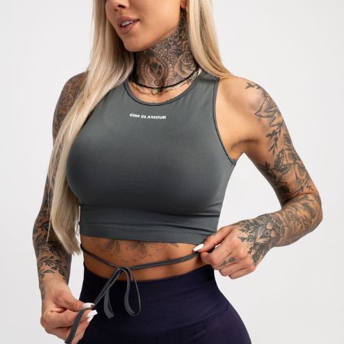 Women's workout top Gym Glamour Tied Silver Grey 444
