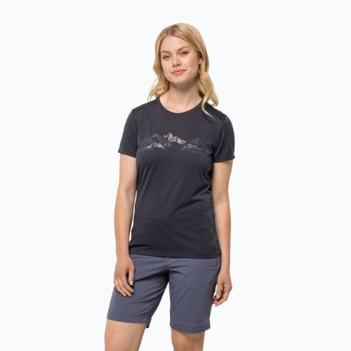 Women's trekking t-shirt Jack Wolfskin Crosstrail Graphic grey 1807213