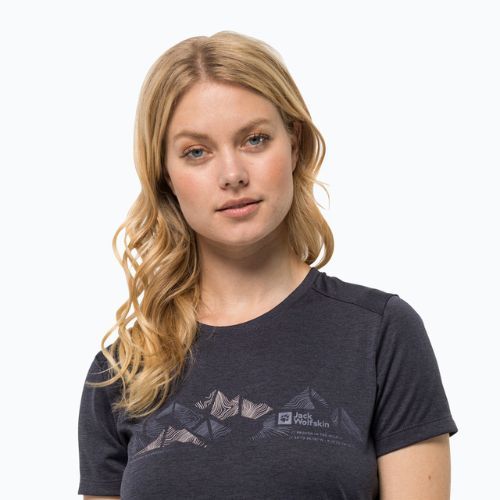 Women's trekking t-shirt Jack Wolfskin Crosstrail Graphic grey 1807213