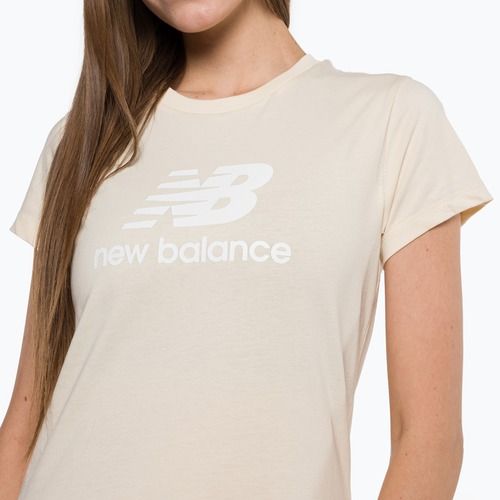 Women's New Balance Essentials Stacked Logo Co beige T-shirt WT31546TCM