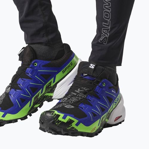 Men's running shoes Salomon Spikecross 6 GTX black/surf the web/green gecko