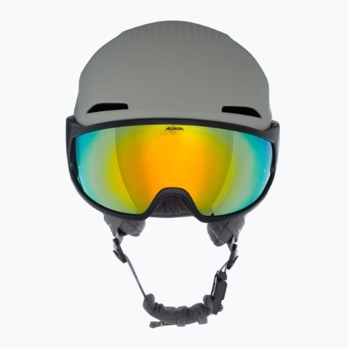 Alpina Alto Q-Lite moon/grey matt/gold mirror ski helmet