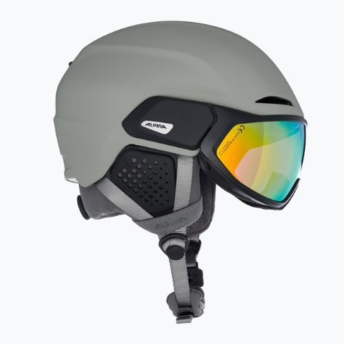 Alpina Alto Q-Lite moon/grey matt/gold mirror ski helmet
