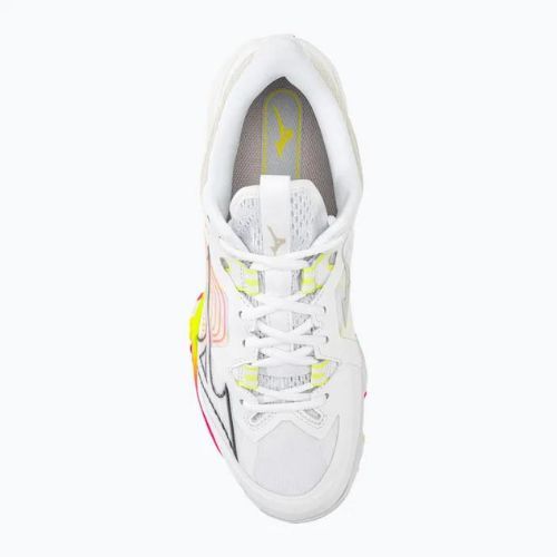 Men's badminton shoes Mizuno Wave Claw Neo 2 white / lunar rock / high vis pink