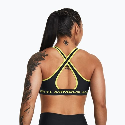 Under Armour Crossback Mid black/lime yellow fitness bra