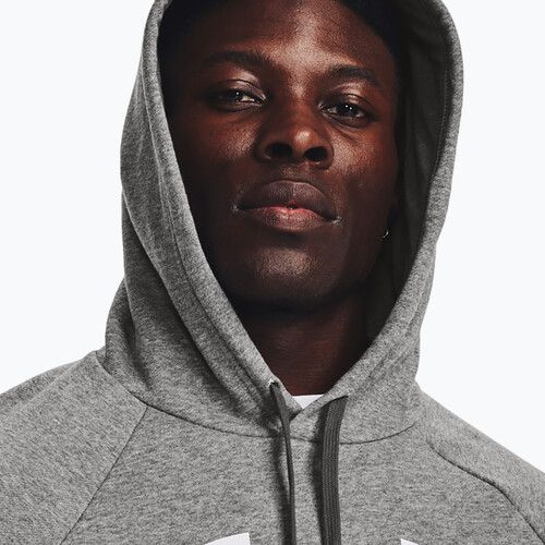 Men's Under Armour Rival Fleece Logo HD castlerock light heather/white hoodie