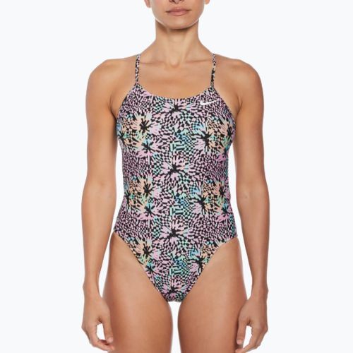 Women's one-piece swimsuit Nike Hydrastrong Multi Print pink bloom
